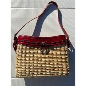 Brighton | Red Leather and Woven Shoulder Bag